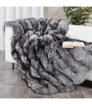 Genuine Indigo Silver Fox Fur Super King Blanket 250cm - Avant Garde Furniture - Designer Furniture Store & Luxury Home Decor