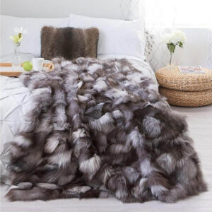 Genuine Indigo Silver Fox Fur Super King Blanket 250cm - Avant Garde Furniture - Designer Furniture Store & Luxury Home Decor