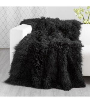 Genuine Mongolian Fur Black Super King Blanket 250cm - Avant Garde Furniture - Designer Furniture Store & Luxury Home Decor