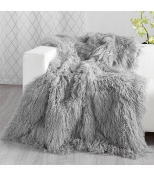 Genuine Mongolian Fur Light Grey Super King Blanket 250cm - Avant Garde Furniture - Designer Furniture Store & Luxury Home Decor