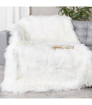 Genuine Mongolian Fur White Super King Blanket 250cm - Avant Garde Furniture - Designer Furniture Store & Luxury Home Decor