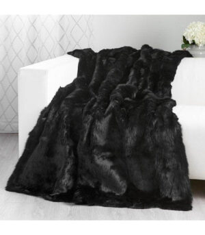 Genuine Rabbit Fur Black King Blanket 220cm - Avant Garde Furniture - Designer Furniture Store & Luxury Home Decor