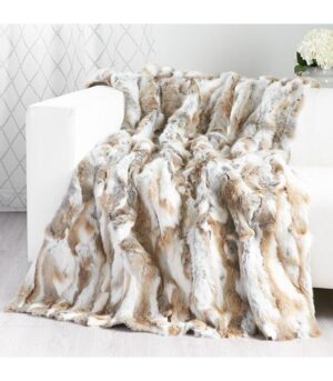 Genuine Rabbit Fur Brown White King Blanket 220cm - Avant Garde Furniture - Designer Furniture Store & Luxury Home Decor