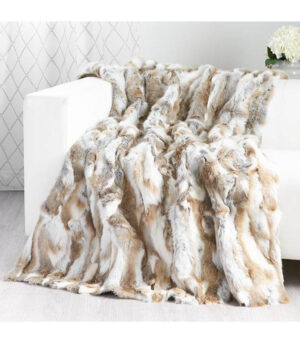 Genuine Rabbit Fur Brown White Super King Blanket 250cm - Avant Garde Furniture - Designer Furniture Store & Luxury Home Decor