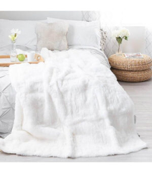 Genuine Rabbit Fur White Super King Blanket 250cm - Avant Garde Furniture - Designer Furniture Store & Luxury Home Decor