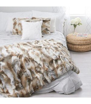 Genuine Rabbit Hide White Brown Throw 180cm - Avant Garde Furniture - Designer Furniture Store & Luxury Home Decor