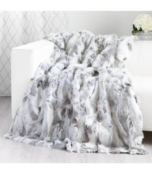 Genuine Rabbit Hide White Grey King Blanket 220cm - Avant Garde Furniture - Designer Furniture Store & Luxury Home Decor