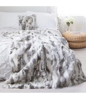 Genuine Rabbit Hide White Grey Throw 180cm - Avant Garde Furniture - Designer Furniture Store & Luxury Home Decor