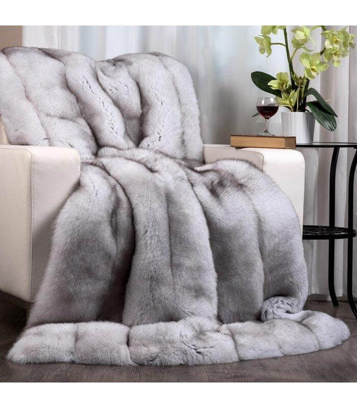 Genuine Silver Fox Fur Super King Blanket 250cm - Avant Garde Furniture - Designer Furniture Store & Luxury Home Decor