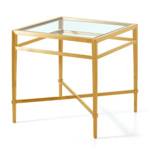 Georgian Brushed Gold Glass Sidetable - Avant Garde Furniture - Designer Furniture Store & Luxury Home Decor