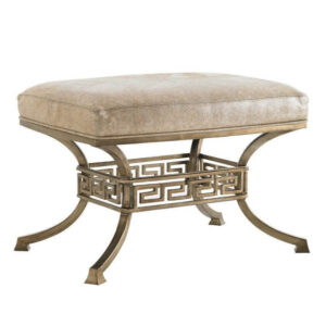Gianni Antique Gold Cream Leather Ottoman Stool - Avant Garde Furniture - Designer Furniture Store & Luxury Home Decor