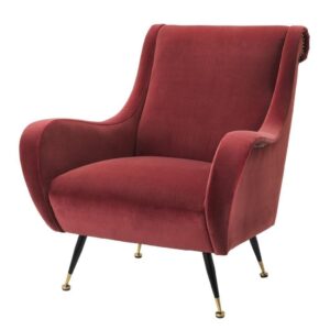 Giardini Wine Red Brass Accent Chair - Avant Garde Furniture - Designer Furniture Store & Luxury Home Decor
