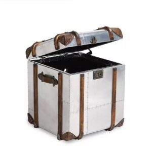 Globetrekker Aluminum Leather Trunk 55cm - Avant Garde Furniture - Designer Furniture Store & Luxury Home Decor