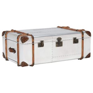 Globetrekker Aluminum Leather Trunk - Avant Garde Furniture - Designer Furniture Store & Luxury Home Decor
