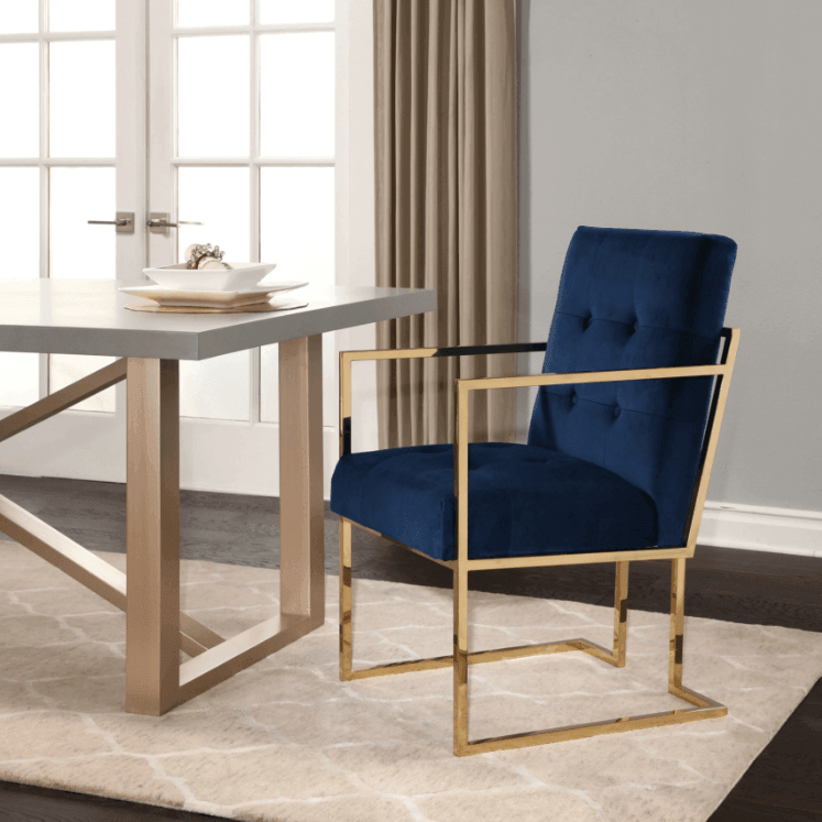Goldfinger Navy Velvet Gold Chair - Avant Garde Furniture - Designer Furniture Store & Luxury Home Decor