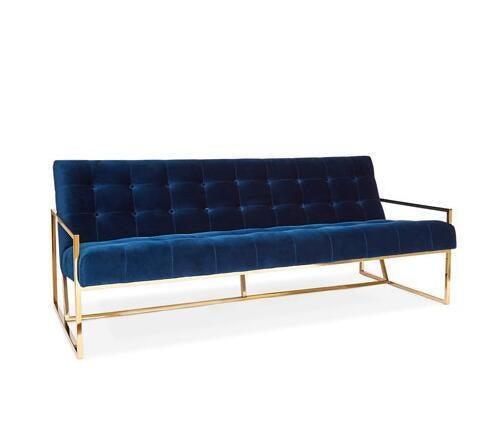 Goldfinger Navy Velvet Gold Sofa 201cm - Avant Garde Furniture - Designer Furniture Store & Luxury Home Decor