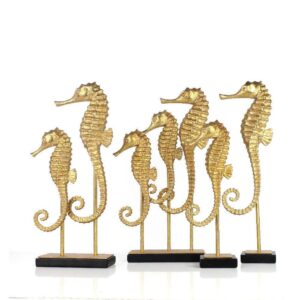 Gold Seahorse Statue Set on Marble Stand 45cm - Avant Garde Furniture - Designer Furniture Store & Luxury Home Decor