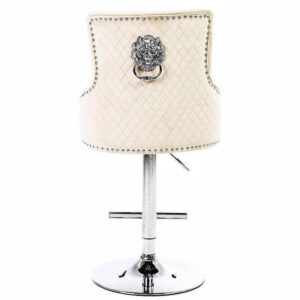 Grande Beige Velvet Tufted Chrome Counter Stool - Avant Garde Furniture - Designer Furniture Store & Luxury Home Decor