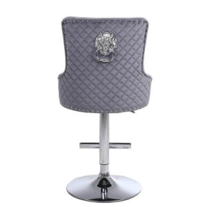 Grande Grey Velvet Tufted Chrome Counter Stool - Avant Garde Furniture - Designer Furniture Store & Luxury Home Decor