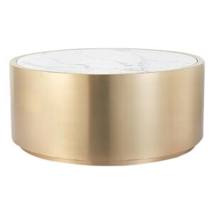 Grandeur White Marble Brushed Gold Coffee Table - Avant Garde Furniture - Designer Furniture Store & Luxury Home Decor