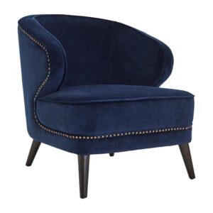 Hallie Navy Velvet Bronze Studded Chair - Avant Garde Furniture - Designer Furniture Store & Luxury Home Decor