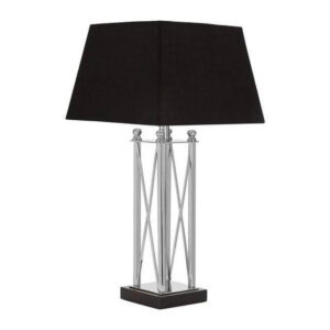 Halston Nickel Silver Table with Black Shade - Avant Garde Furniture - Designer Furniture Store & Luxury Home Decor