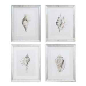 Hamptons Watercolour Shell Mirror Art Print Set 50cm - Avant Garde Furniture - Designer Furniture Store & Luxury Home Decor
