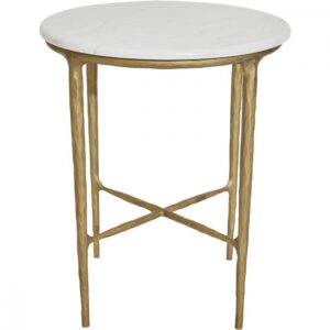 Harlow White Marble Antique Brass Sidetable - Avant Garde Furniture - Designer Furniture Store & Luxury Home Decor