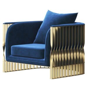 Helios Blue Velvet Brass Chair - Avant Garde Furniture - Designer Furniture Store & Luxury Home Decor