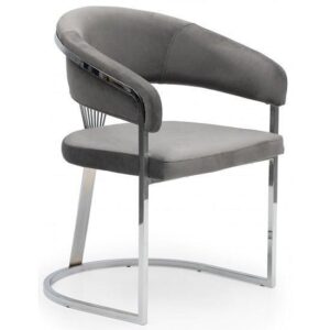 Helmut Chrome Dark Grey Velvet Chair - Avant Garde Furniture - Designer Furniture Store & Luxury Home Decor