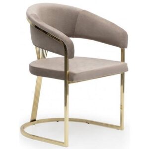 Helmut Greige Velvet Gold Chair - Avant Garde Furniture - Designer Furniture Store & Luxury Home Decor