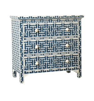 Hermes Blue White Bone Inlay Chest - Avant Garde Furniture - Designer Furniture Store & Luxury Home Decor