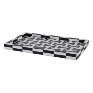 Hermes White Black Bone Inlay Serving Tray 45cm - Avant Garde Furniture - Designer Furniture Store & Luxury Home Decor
