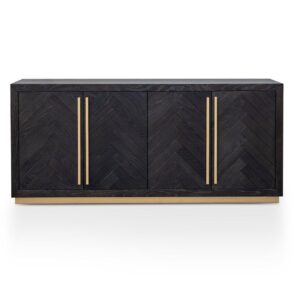 Herringbone Black Elm Brass Buffet - Avant Garde Furniture - Designer Furniture Store & Luxury Home Decor
