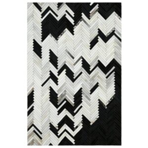 Herringbone Black Grey White Cowhide Rug 6 x 9 - Avant Garde Furniture - Designer Furniture Store & Luxury Home Decor
