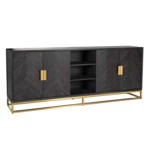 Herringbone Black Oak Bras Media Storage - Avant Garde Furniture - Designer Furniture Store & Luxury Home Decor