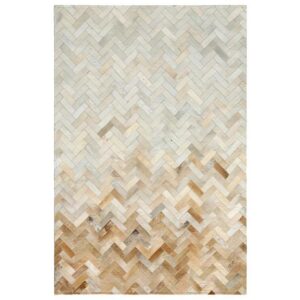 Herringbone Cream Brown Cowhide Rug 6 x 9 - Avant Garde Furniture - Designer Furniture Store & Luxury Home Decor