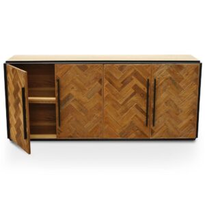 Herringbone Natural Elm Black Iron Buffet - Avant Garde Furniture - Designer Furniture Store & Luxury Home Decor