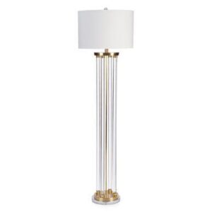 Heston Lucite Brass Floor Lamp with White Shade - Avant Garde Furniture - Designer Furniture Store & Luxury Home Decor