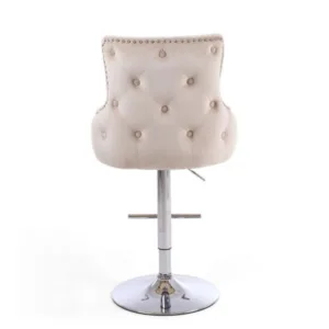 Claude Mink Velvet Chrome Counter Stool - Avant Garde Furniture - Designer Furniture Store & Luxury Home Decor