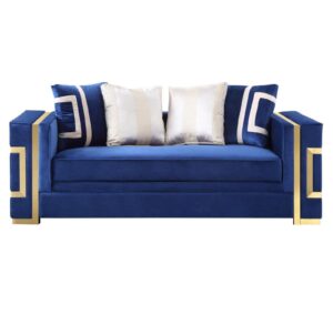Horchow Blue Velvet Gold Sofa 203cm - Avant Garde Furniture - Designer Furniture Store & Luxury Home Decor