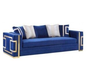 Horchow Blue Velvet Gold Sofa 244cm - Avant Garde Furniture - Designer Furniture Store & Luxury Home Decor