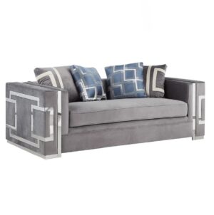 Horchow Grey Velvet Chrome Sofa 203cm - Avant Garde Furniture - Designer Furniture Store & Luxury Home Decor