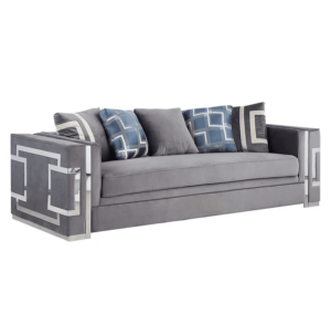 Horchow Light Grey Velvet Chrome Sofa 244cm - Avant Garde Furniture - Designer Furniture Store & Luxury Home Decor