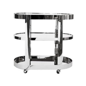 Hugh Nickel Silver Mirror Bar Cart - Avant Garde Furniture - Designer Furniture Store & Luxury Home Decor