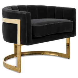 Wilhelmina Black Velvet Wide Sofa Chair - Avant Garde Furniture - Designer Furniture Store & Luxury Home Decor