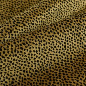 Leopard print fabric with black and gold pattern.