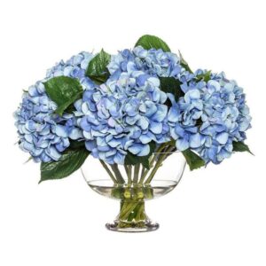 Imperial Blue Hydrangeas in Glass Urn - Avant Garde Furniture - Designer Furniture Store & Luxury Home Decor