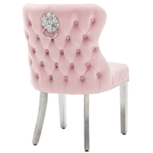 Imperial Blush Velvet Chrome Dining Chair - Avant Garde Furniture - Designer Furniture Store & Luxury Home Decor