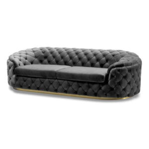 Imperial Dark Grey Velvet Tufted Gold Sofa - Avant Garde Furniture - Designer Furniture Store & Luxury Home Decor